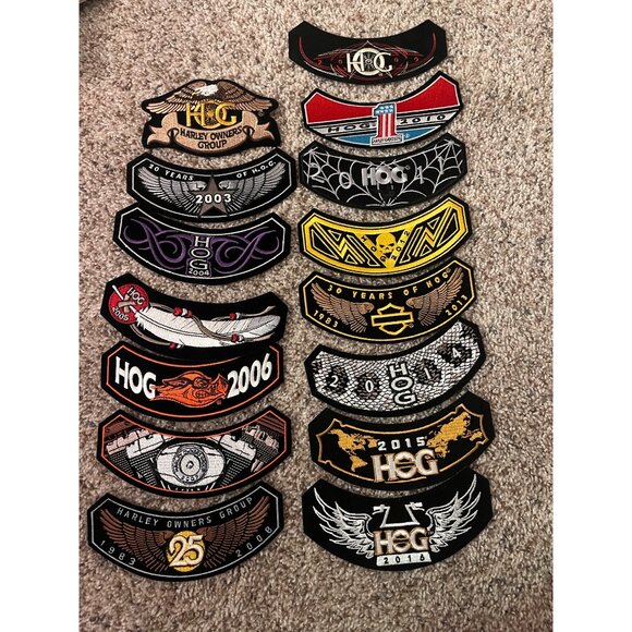 Lot of 15 : HARLEY DAVIDSON OWNERS GROUP "Rocker" HOG PATCH @ Vintage 2003-2016 - Picture 1 of 5